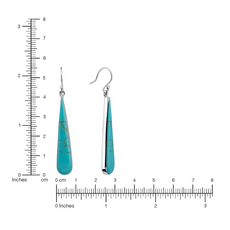 Sterling Silver Teardrop Earrings with Simulated Turquoise for Women & Teens