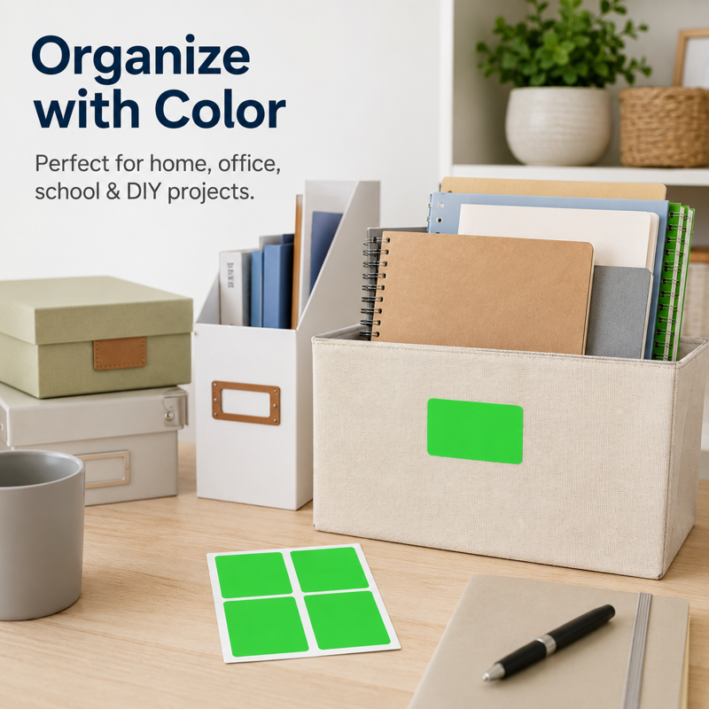 Color-Coding Rectangle Sticker Labels - Permanent Adhesive, 200 Count