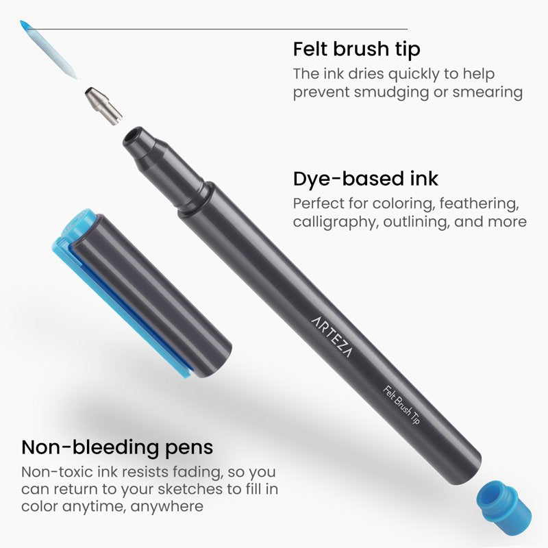 Felt Brush Tip Pen Set - 24 Vivid Colors for Drawing, Calligraphy & Art