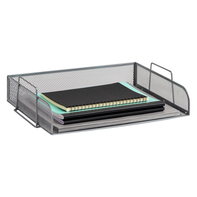 Stackable Desktop Organizer Tray Set - Metal Mesh File Holders, 4-Piece