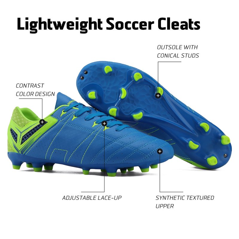 Burudani Men Soccer Cleats - Royal Lemon Green Lightweight Football Shoes (12)
