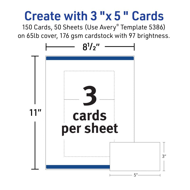 3x5 Index Cards for Laser & Inkjet Printing, 150 Pack