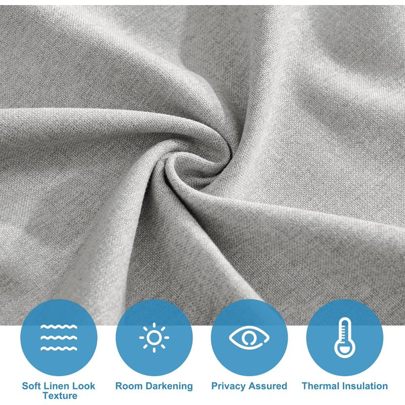 French Door Curtains Linen Blend Room Darkening Privacy Insulated Panel