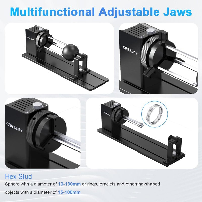 Laser Engraving Rotary Chuck Kit for Cylindrical Objects - 360° Rotation, Adjustable Jaws