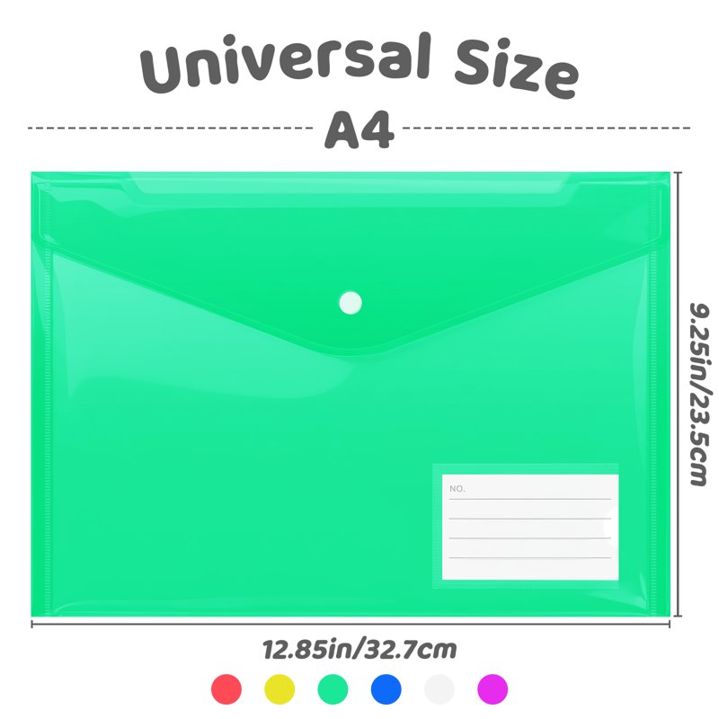 24-Pack Plastic File Envelopes with Labels, Waterproof A4 Document Folders