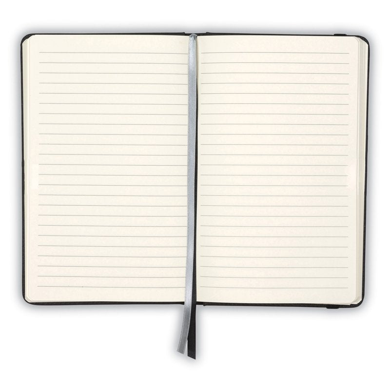 Hardcover Notebook - 5.25x8.25 Inch Professional Journal with PU Leather Cover, 120 Ruled Sheets, Black