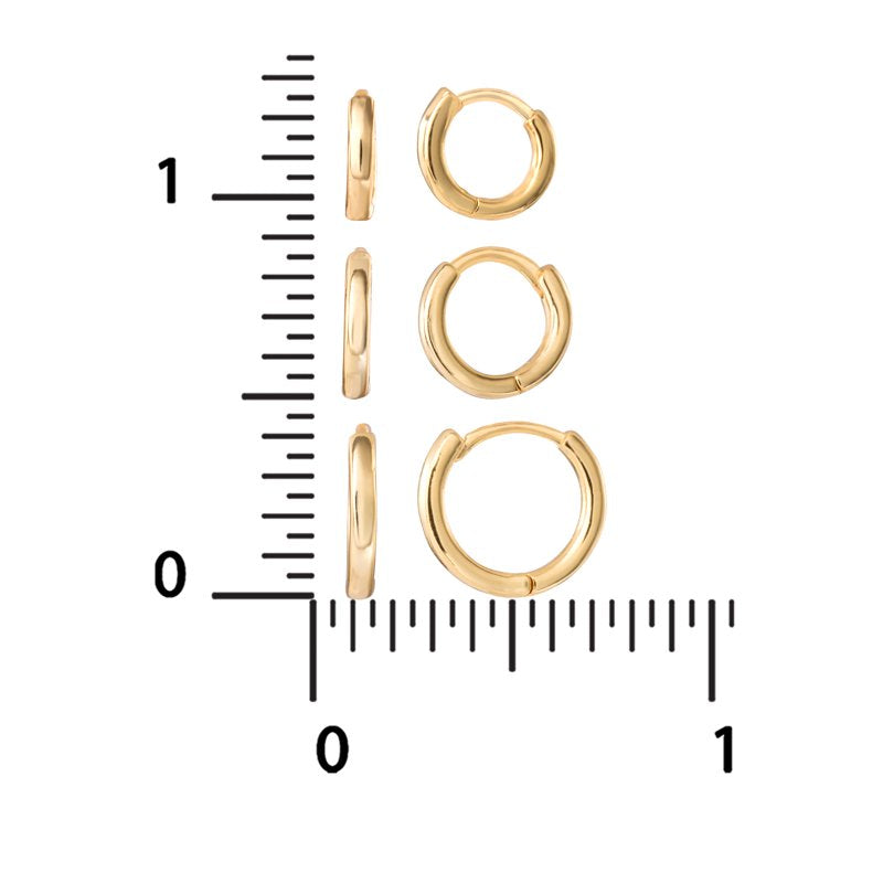 Women's Graduated Hoop Earrings Set - 14kt Gold Flash Plated Brass, Multiple Sizes