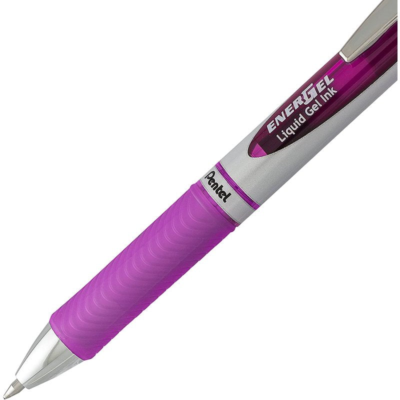 Gel Pen Set - Retractable Liquid Ink Pens with 0.7mm Nib - Purple - Box of 12