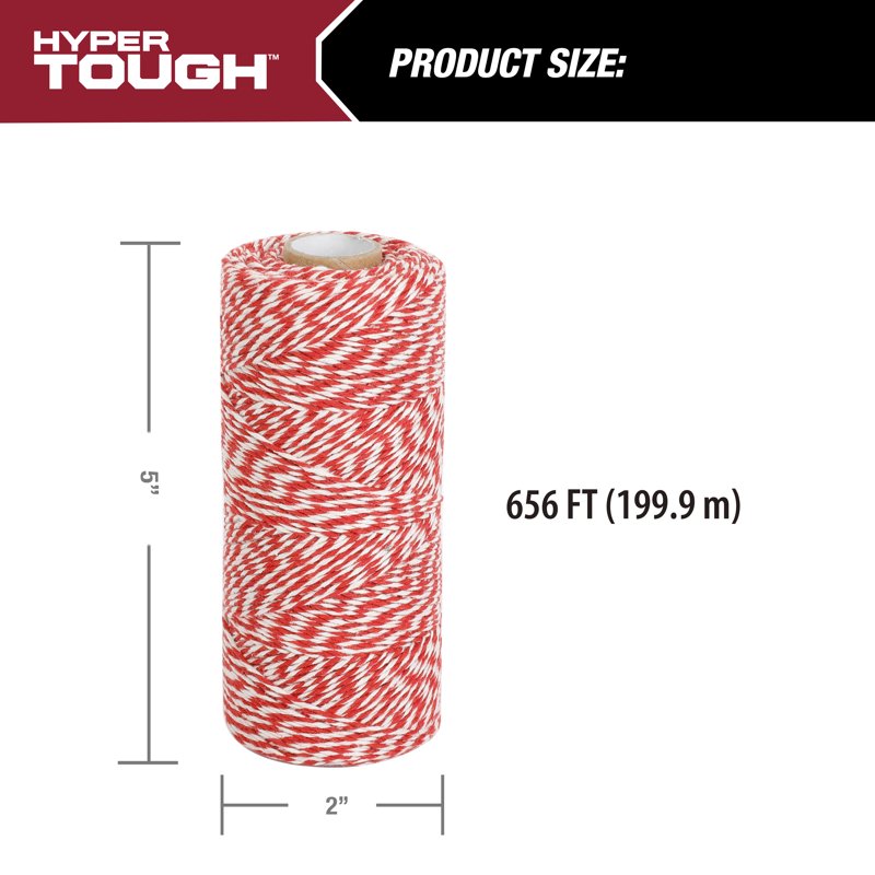 Cotton Twine with Candystripe Pattern - 656 Feet for Crafts & Packaging