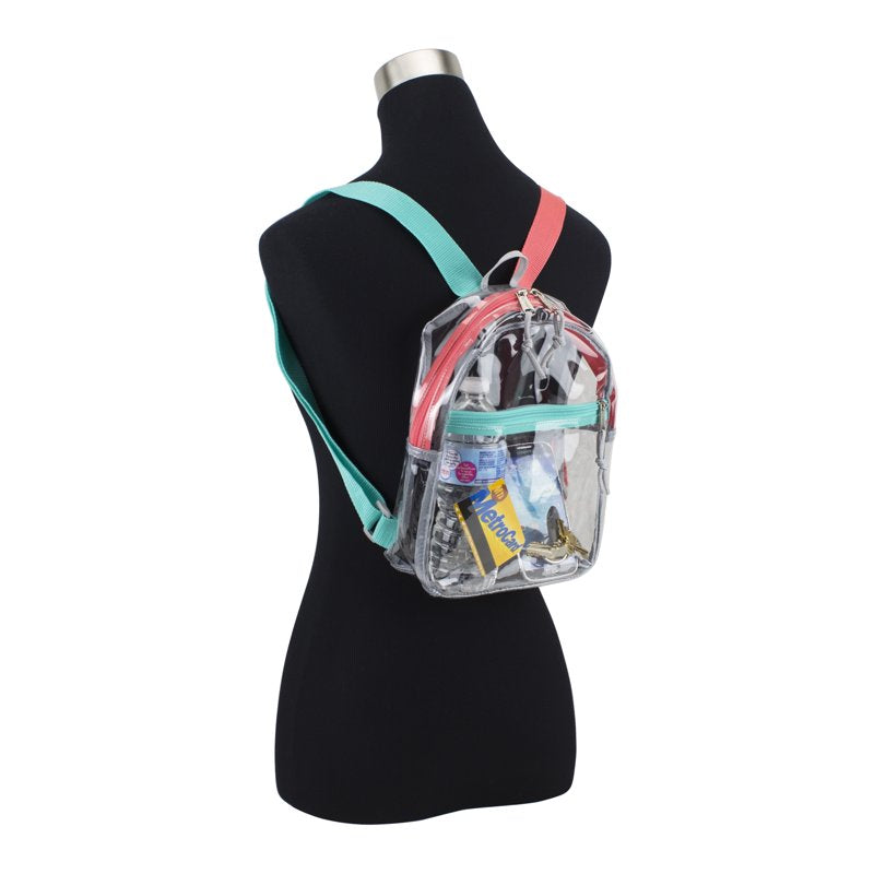Unisex Clear Mini Backpack with Front Zip Pocket - Lightweight & Durable
