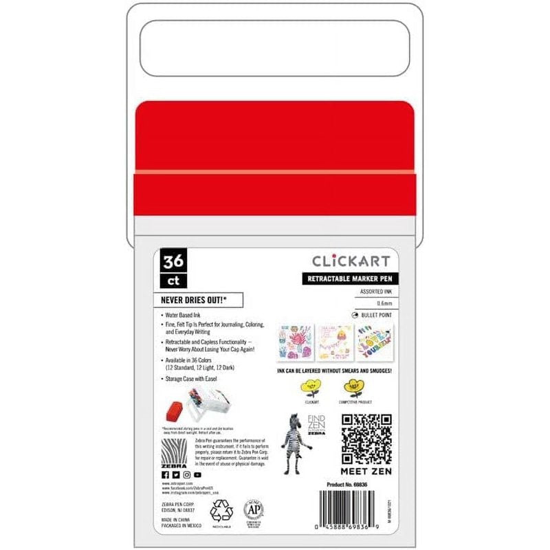 Retractable Markers Set of 36 - Water-Based Ink Art & Drawing Supplies