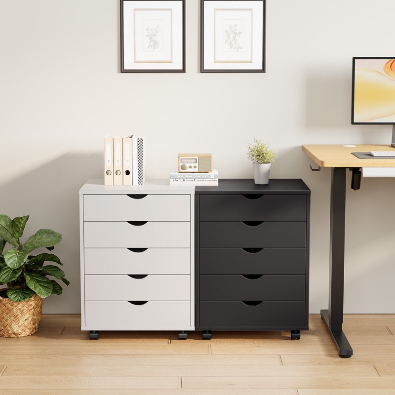 Portable 5-Drawer Storage Cabinet on Wheels for Office Bedroom Organization
