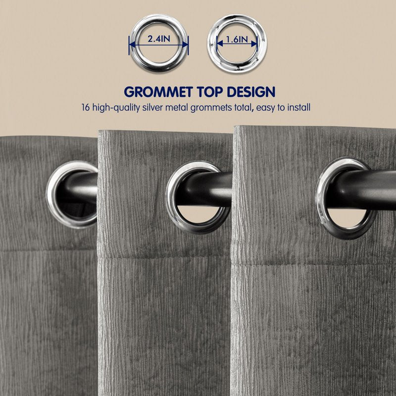 Thermal Insulated Blackout Curtains for Bedroom - Set of 2 Panels, Light Grey