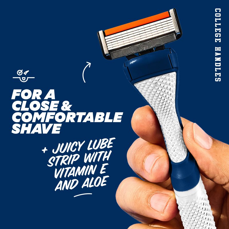 College Shaving Kit with 6-Blade Razors and Handle - Multiple Colors
