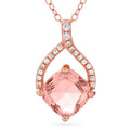 Sterling Silver Rose Gold Necklace with Morganite & Cubic Zirconia
