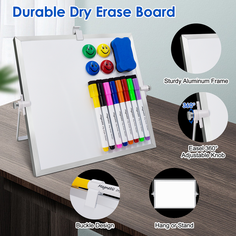 Portable Double-Sided Magnetic Dry Erase Whiteboard Kit 10x10in - Classroom, Office, Home