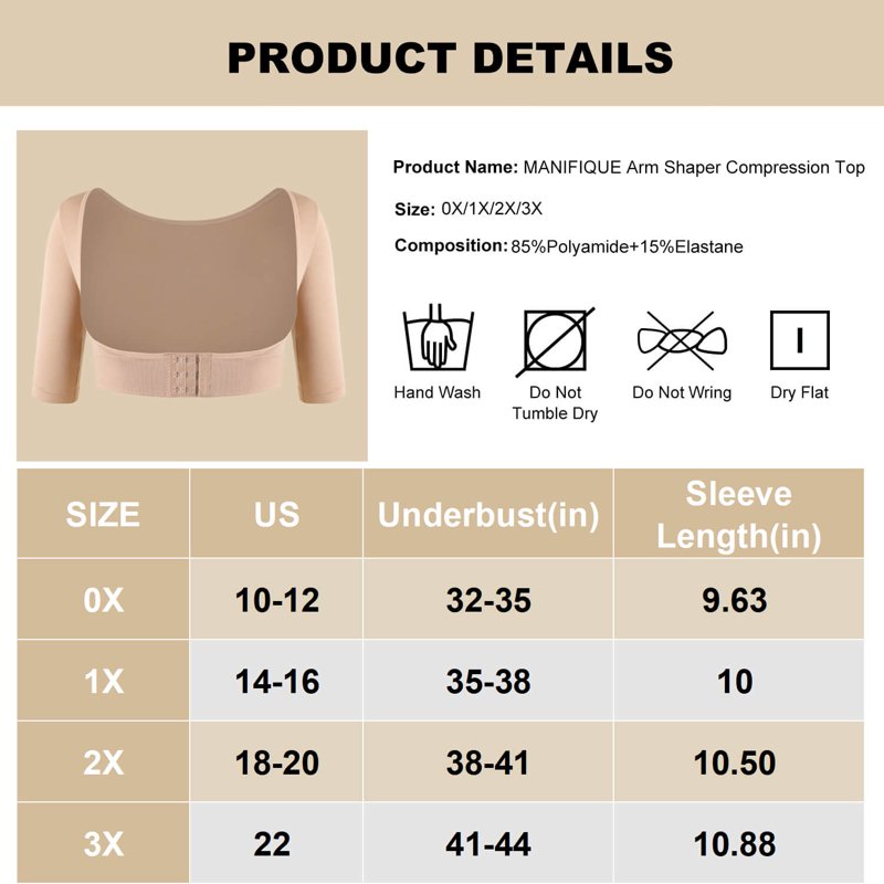 Women's Plus Size Post Surgery Arm Shapewear Sleeve for Slimming & Support