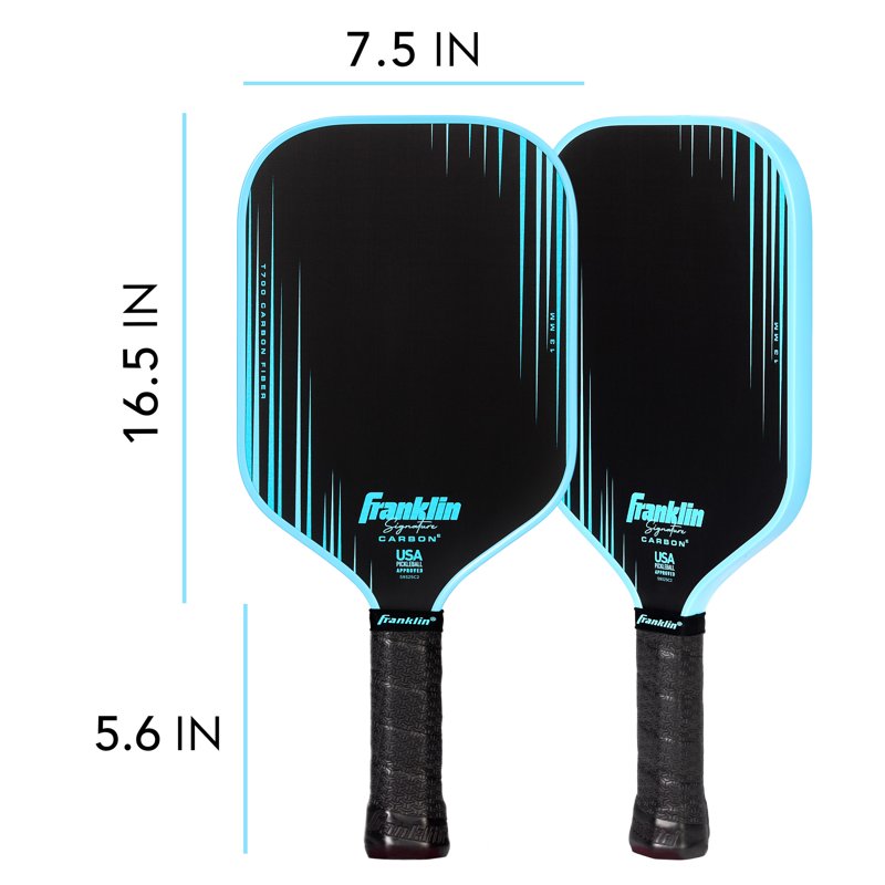 Franklin Signature Carbon Fiber Pickleball Paddle - 13mm Core, Blue Elongated