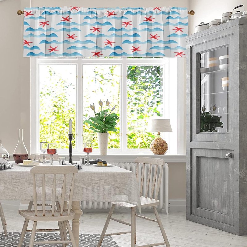 Seascape Window Valances 2 Pack - Blackout, Adjustable, 18x52 Inch