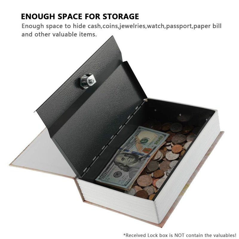 Portable Hidden Book Safe - Dictionary Style Security Lock Box for Jewelry Cash & Valuables