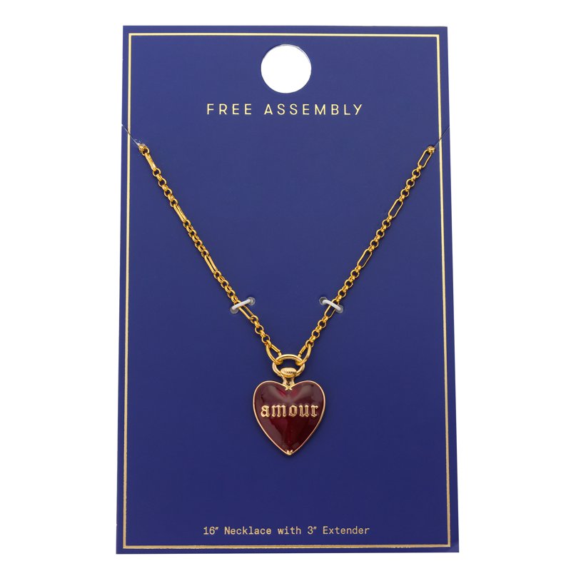 Women’s Heart Pendant Necklace 16" + 3" Extender Gold Tone Jewelry