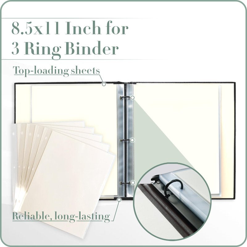 Clear Sheet Protectors for 3 Ring Binders - 8.5x11 Inch, Archival Safe, 5 Sheets