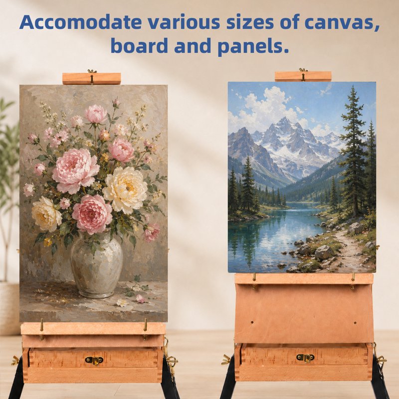 Lightweight French Style Artist Easel with Aluminum Tripod & Storage Drawer