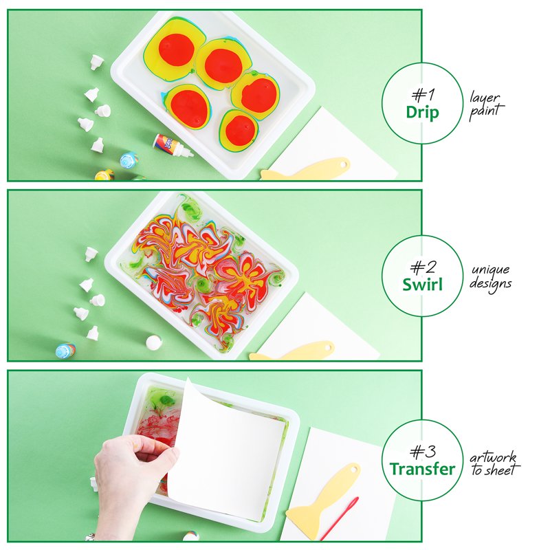 Kids Marbling Art Kit with Water Paints, Guide & Accessories — Creative Craft Supplies for Ages 8-12