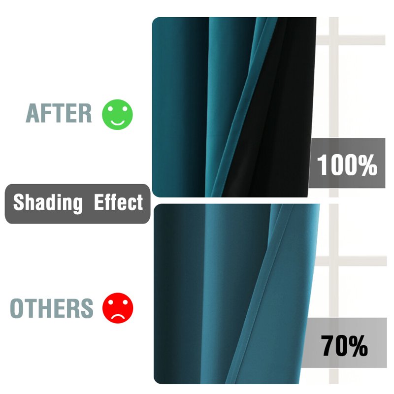 Blackout Curtains 2 Panels Full Light Blocker Thermal Insulated Drapes - Dark Teal