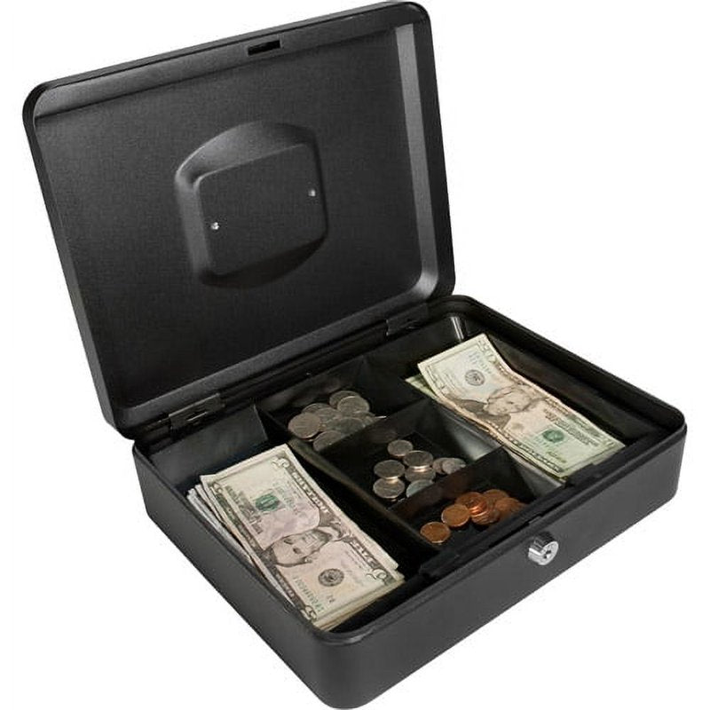 Large Cash Box with Key Lock, Secure Money & Valuables Storage