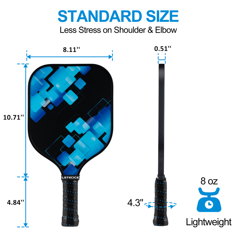Multicolor LSTECICE Pickleball Paddles Set of 4 - Lightweight Fiberglass with Balls & Bag