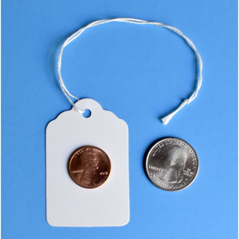 White Card-Stock Merchandise Tags with Strings - 2.25x1.45 Inch, Pack of 500