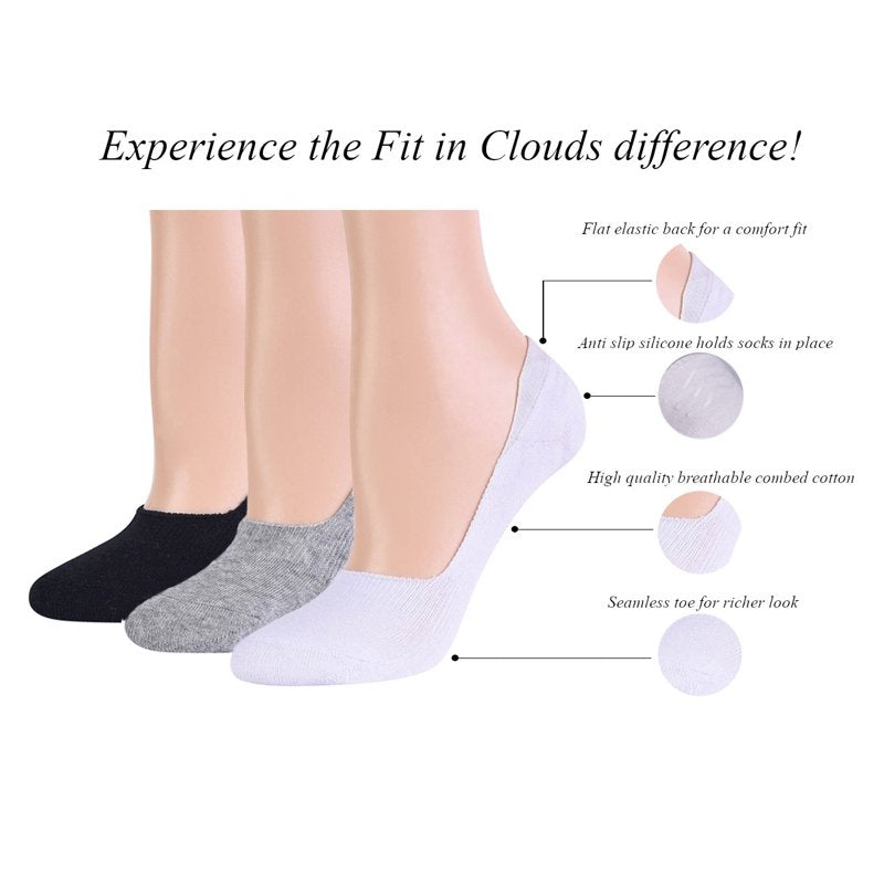 White 6 Pack Womens No-Show Cotton Liner Socks, Size 8-11