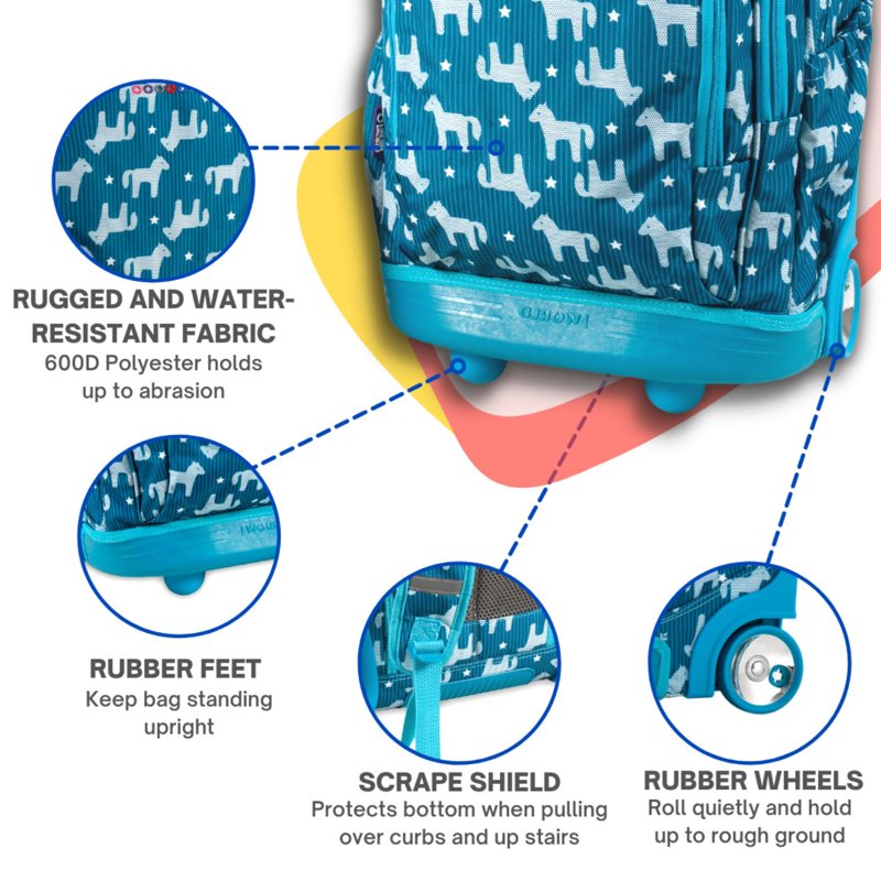 Kids Rolling Backpack and Lunch Bag Set - 18 Inch Pony or Sprinkle Colors
