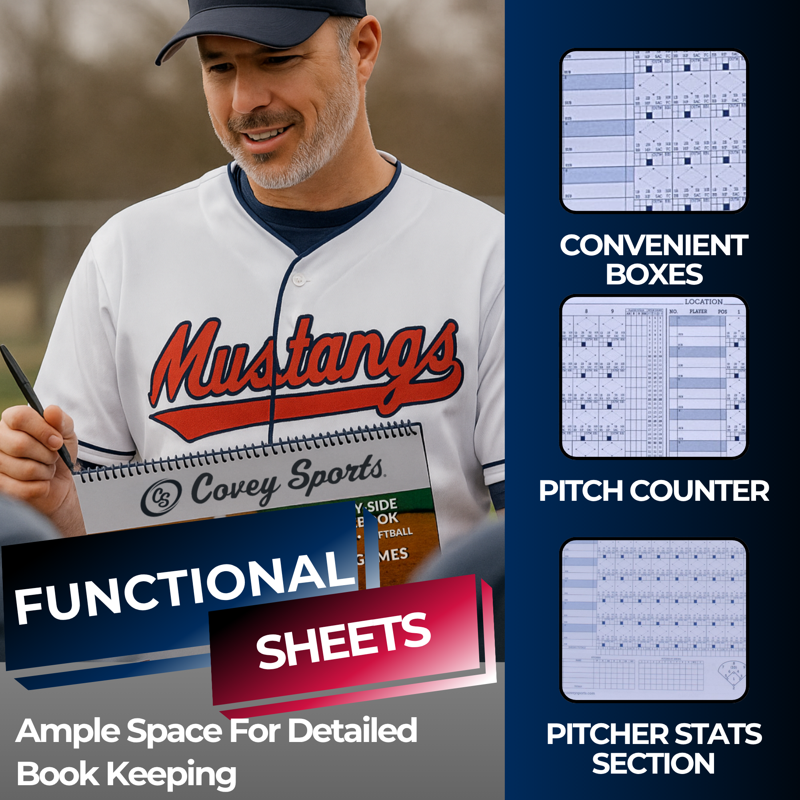 Baseball & Softball Scorebook - Side-by-Side 50 Game Tracking