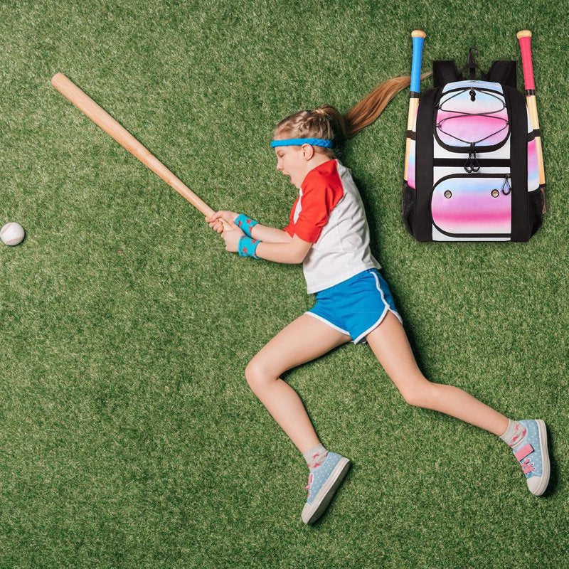 Lightweight Baseball Backpack with Shoe Compartment & Fence Hook for Girls