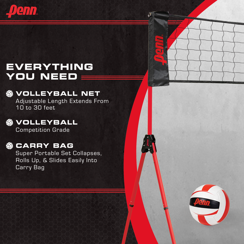 Premium Volleyball Set with Adjustable Net and Ball - Portable Backyard Sports Equipment