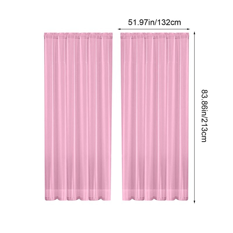 Nkmbld Solid Color Double-String Polyester Living Room & Bedroom Curtains - Pink
