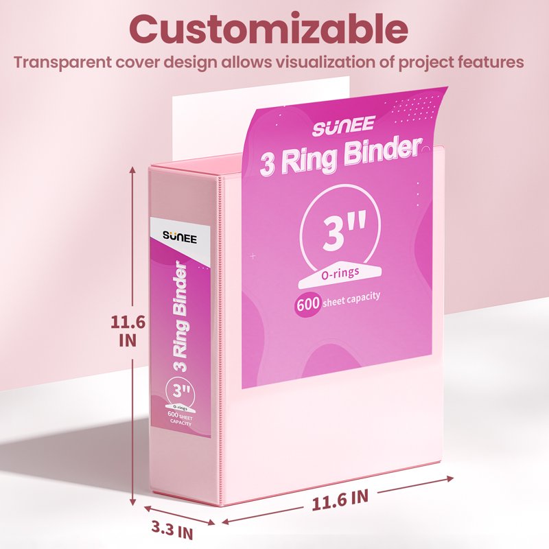 3 Inch Large Clear View Binder Set - 4 Pastel Office & School Organizers