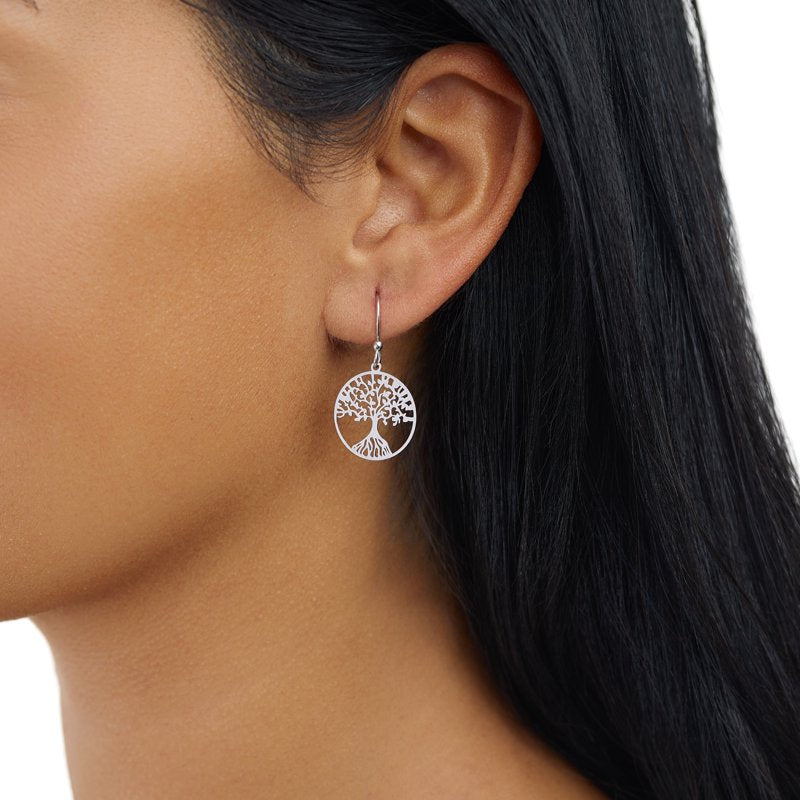 Sterling Silver Tree of Life Drop Earrings for Women - Handmade Jewelry