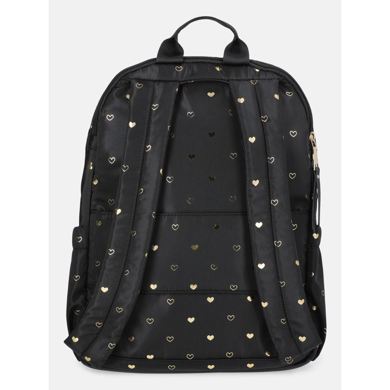 Women's Metallic Dome Backpack with Chain & Multiple Pockets