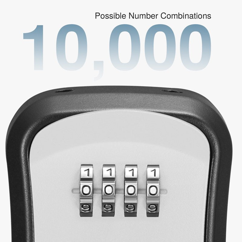 Puroma Combination Lock Box for Keys – Outdoor Wall Mount Safe, 4-Digit Code, Rust-Resistant Gray