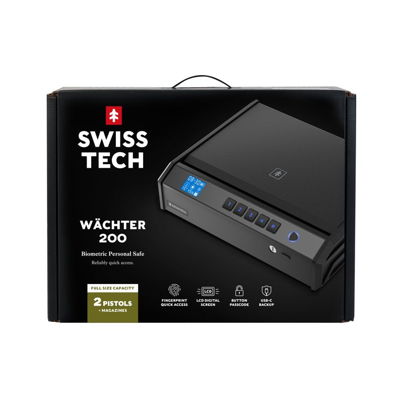 Biometric Gun Safe for 2 Handguns with LCD Display USB-C Emergency Power