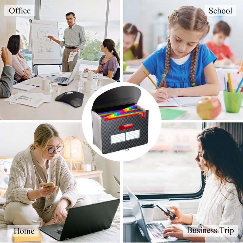 Accordion File Organizer with 12 Pockets - Expandable Document Folder for Office, Home & Travel