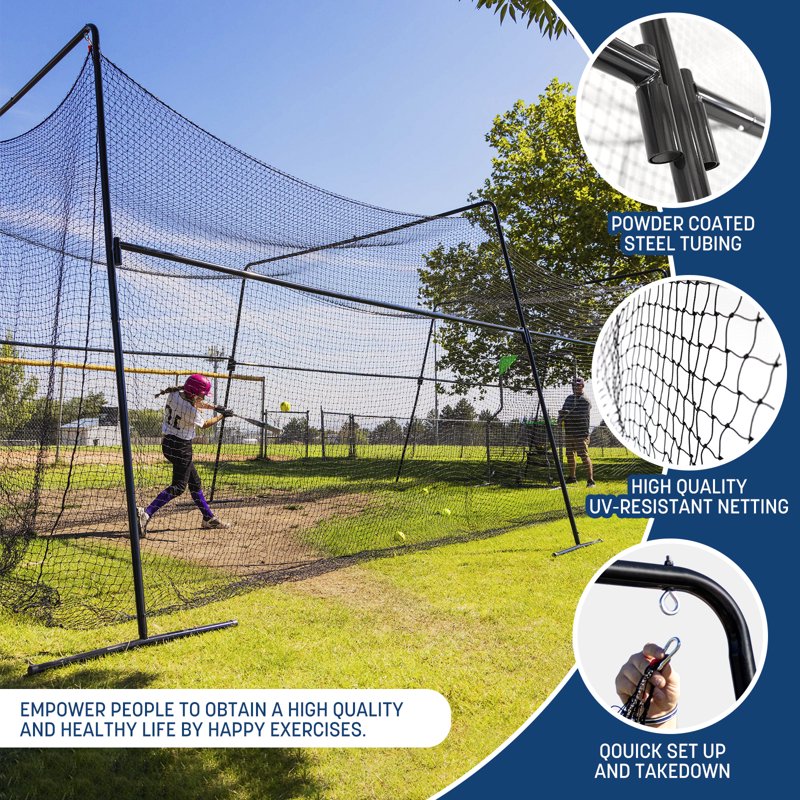 40ft Collapsible Baseball Batting Cage with Heavy-Duty Steel Frame & UV Net for Indoor Outdoor Training
