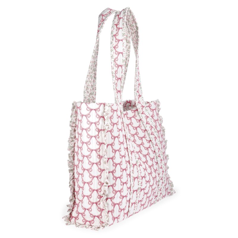 Women's Quilted Tote Bag with Floral Print - Spacious, Stylish & Durable