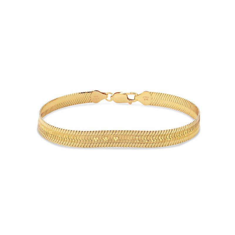 18K Gold Over Sterling Silver I Love You Chain Bracelet 7.5 Inches