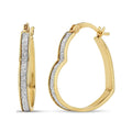 18K Gold Over Silver Heart Hoop Earrings with Glitter Center - 22mm