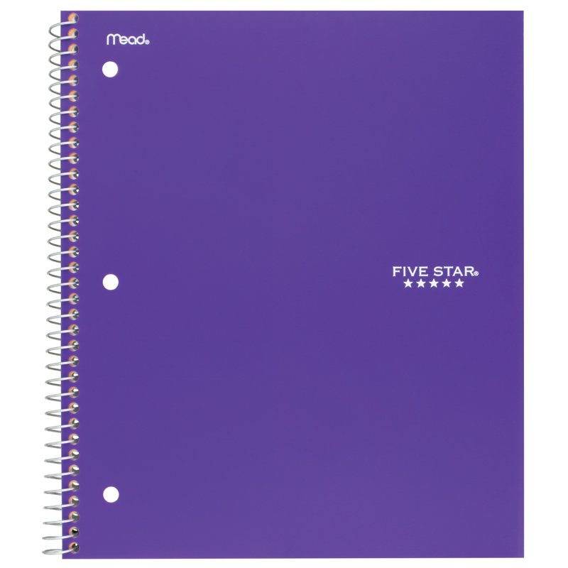 Five Star 5-Subject College Ruled Notebook - Water-Resistant Cover, 200 Pages