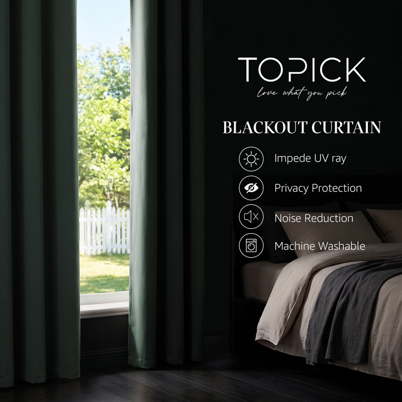 Darkening Curtains Set of 2 - Thermal Insulated Window Drapes for Bedroom & Living Room